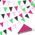 Pink White and Green Pennant Banner Garland Bunting Decorations for Wedding Home Outdoor Garden Hanging Festivals Birthday 33Feet 30 Flags