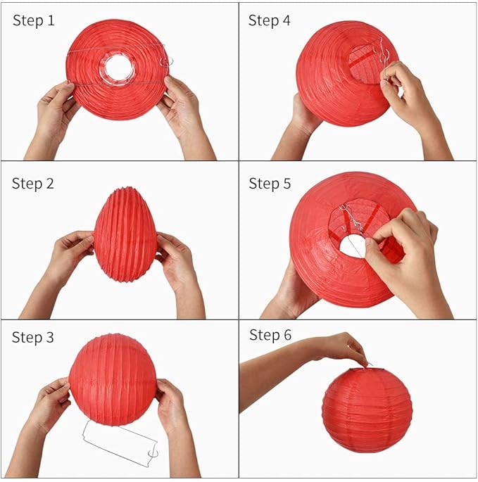 BEISHIDA Pink Round Paper Lanterns Hanging Decorative Chinese Paper Lanterns Lamp for Valentine Birthday Wedding Party Decoration and Baby Bridal Shower（10 Packs）