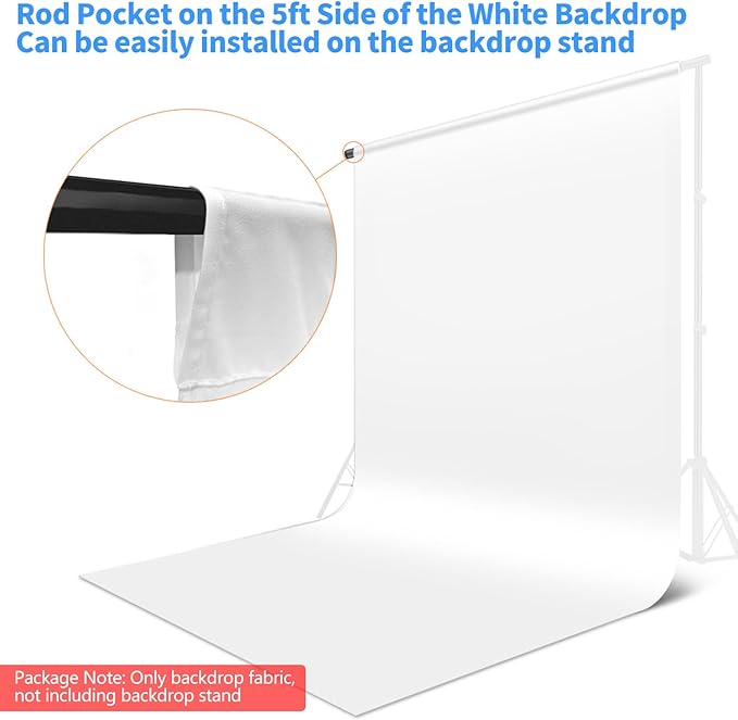 HEMMOTOP Photo Backdrop Curtains, 5x6.56 ft White Backdrop for Photoshoot, White Photography Seamless Backdrops Background for Easter, Birthday Party, Halloween, Photo, Projector Screen (150x200 cm)