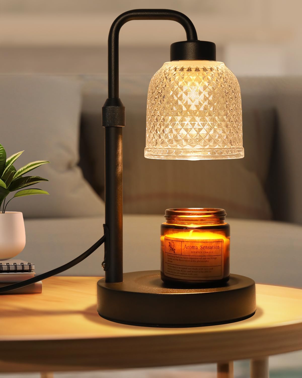 AIFEI Candle Warmer Lamp with Timer: Birthday Gifts for Women Mom CoalBlack | Flame-Free Safety Candle Lamp - Dimmable Adjustable Height with 2 Bulbs - House Warming Gifts New Home, Fits Most Jar Candle