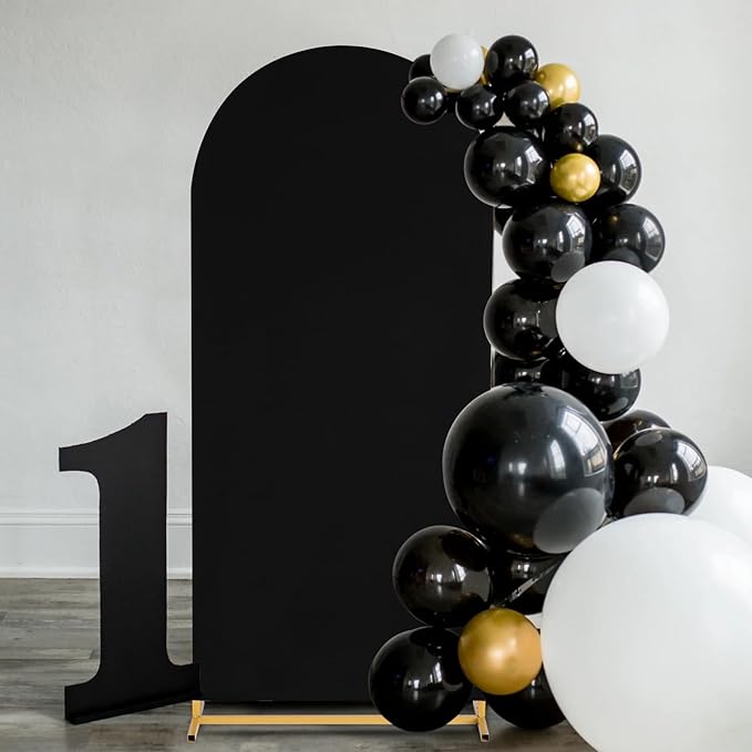 Black Arch Backdrop Cover 2.2ft x 5ft Fitted Spandex Arch Cover Balloon Arch Backdrop Fabric for Wedding Party Stage Decoations