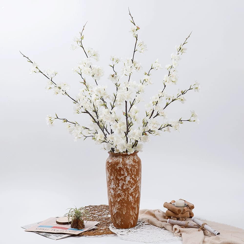 LESING 4pcs Artificial Cherry Blossom Flowers, 41.4" Realistic Fake Silk...