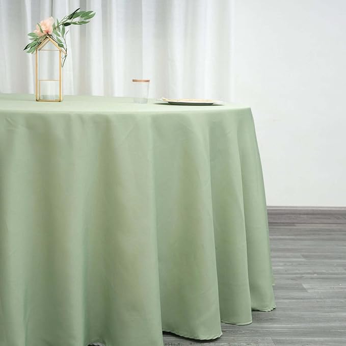 Efavormart Round Tablecloth, 120 Inch Stain & Wrinkle Resistant Washable Table Cloth, Decorative Polyester Fabric Table Cover for Banquet, Wedding, Dining - Sage Green