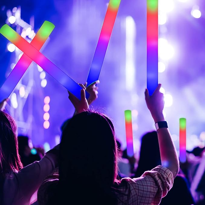 LifBetter Light Up Glow Sticks Bulk, LED Foam Sticks 112 pcs Glow in The Dark with 3 Modes Flashing Led Foam Multicolor Batons Light up Party Favors for Birthdays, Weddings, Concerts, Festivals