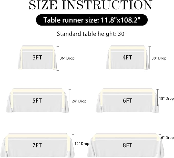 SHEJIZE 2 Pack White Satin Table Runner 12x108 Inches Long, Bright Silky Smooth Satin Table Runner Table Decor for Wedding Banquet Christmas Prom Event Birthday Party