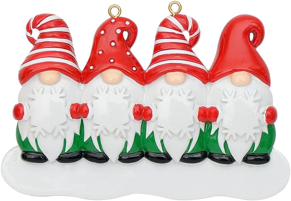 Gnome Family Christmas Ornament 2026 - Personalized Family of 4 Gnome Ornament, Nordic Christmas Tree Decor Gift for Kids, Grandkids, Parents, Grandparents and Gnome Lovers
