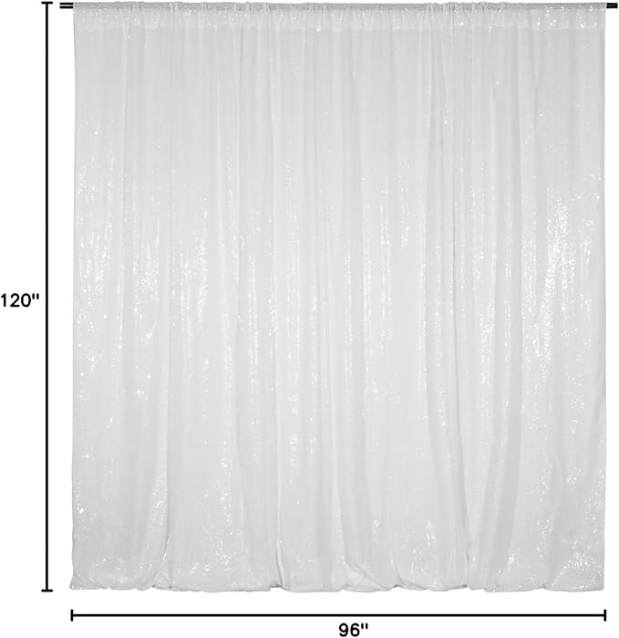 Poise3EHome White Sequin Backdrop, 8FT x 10FT Sequin Photography Backdrop Curtain for Party Decoration