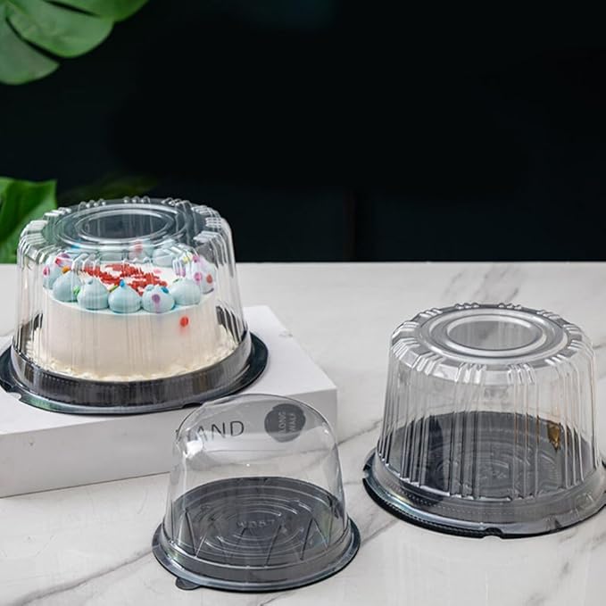 10-Pack Round Cake Stand & Dome - Clear Plastic Cupcake Stand, Cake Carrier & Box
