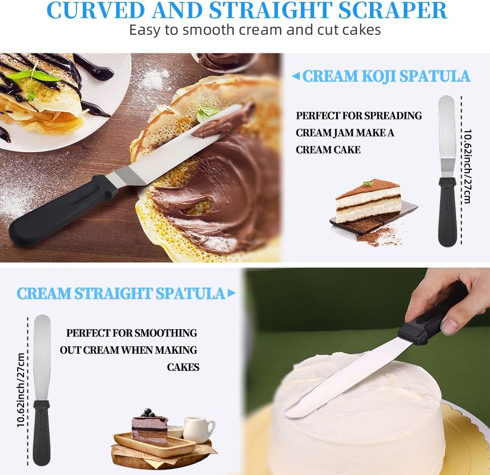 79PCS Cake Decorating Kit with Revolving Cake stand Turntable for Beginner | Includes Piping Tips and Bags Set,Spatulas,Icing Comb Scraper,Leveler,Cake Tool Baking Supplies