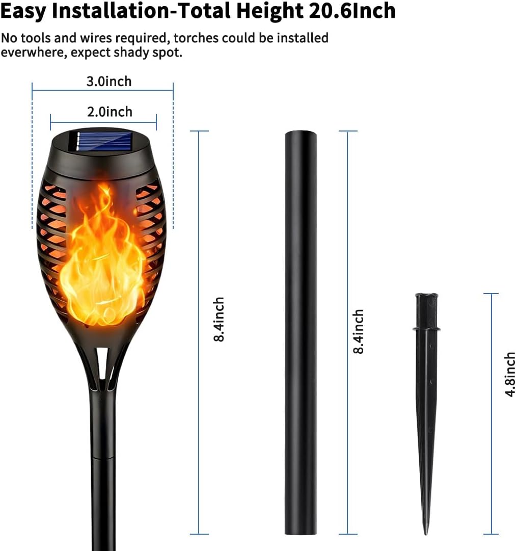 16Pack Solar Torch Lights Flickering Flame Solar Lights Outdoor Waterproof