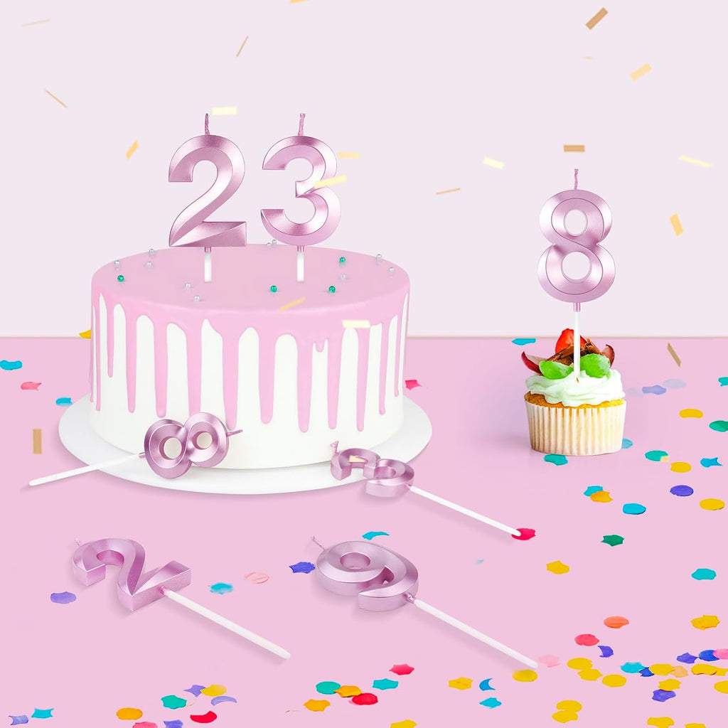 BEAN LIEVE Numeral Birthday Candles - Birthday Cake Candles Numeric Candles Number 0 1 2 3 4 5 6 7 8 9 Used for Cake Decoration on Birthday Parties and Wedding Anniversary Celebration（Rose Gold
