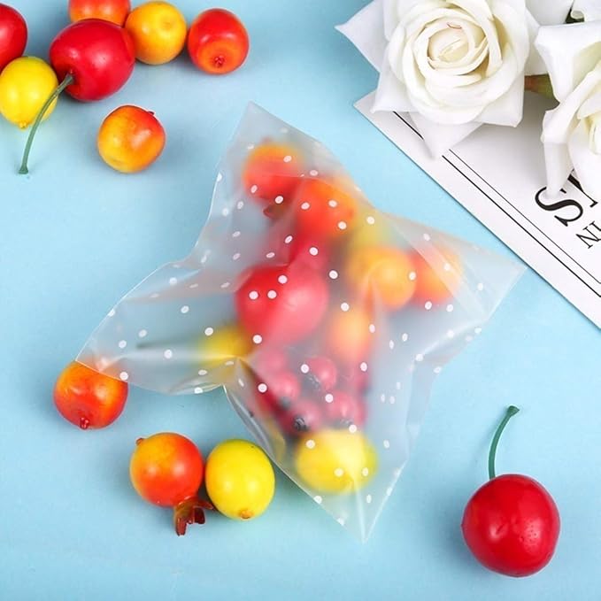 100 Packs Self Sealing Cellophane Treat Bags 5x7 Inches, Searik 4 Mils Resealable Plastic Pastry Cookie Bags with Thank You Labels for Party Gift Giving Bakery Candy Cookie Chocolate