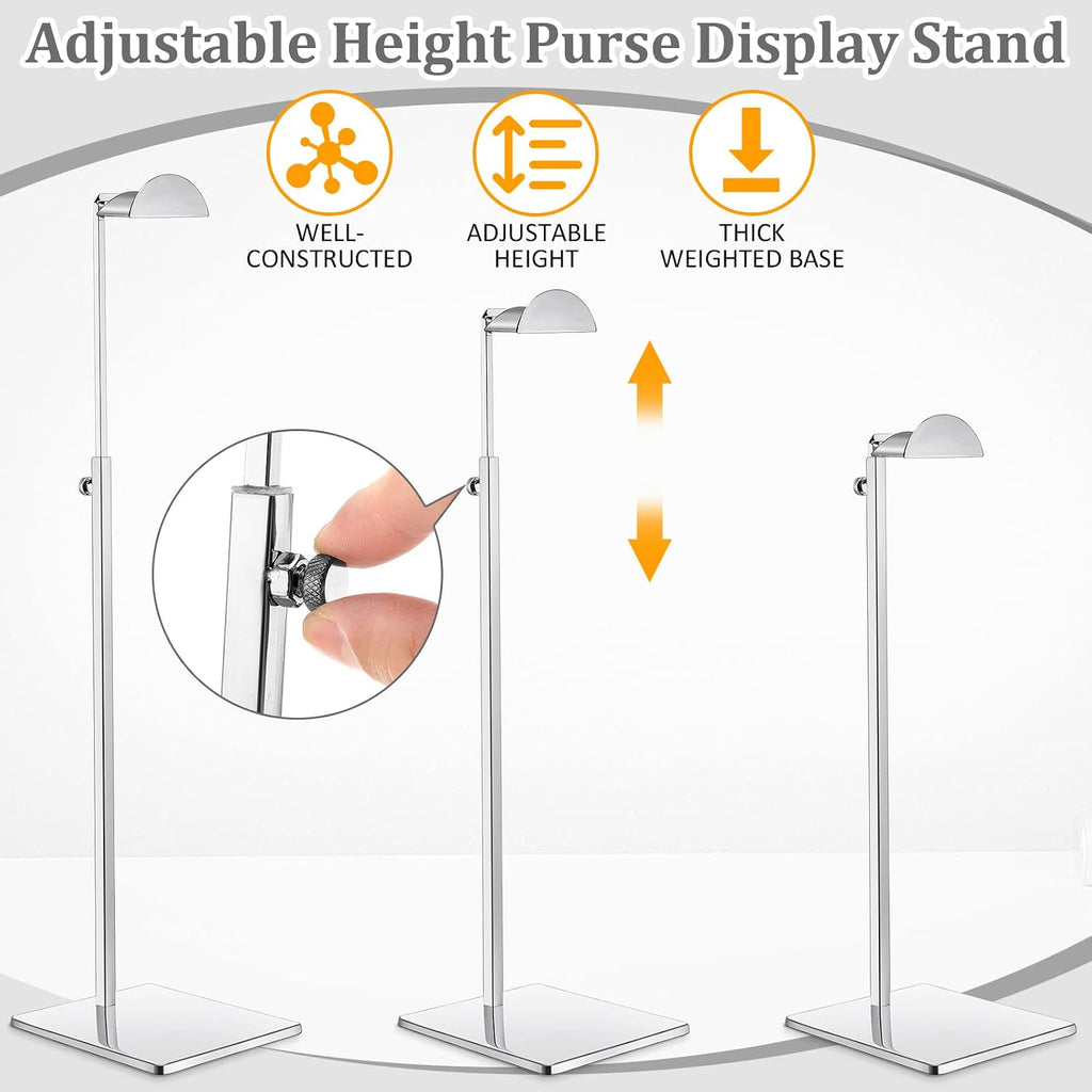 maitys 4 pack purse display stands stainless steel, close-up detail