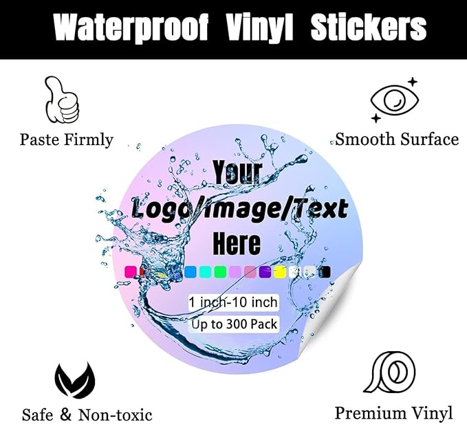 Custom Stickers for Weddings, Birthdays & Businesses - Personalized Labels with Your Logo - Waterproof, Fade and Heat Resistant - Pack of 100-1000 (Wreath P, 3 Inch)
