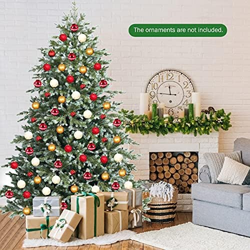 goplus 7ft artificial christmas tree, feel real unlit showing dimensions