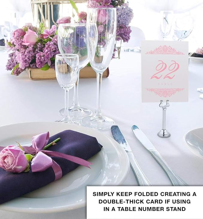 Paisley Wedding Table Numbers (Select Color/Quantity), Champagne, Pink, 1-150, Double Sided, Tent or Use in a Stand, Great for Parties & Restaurants - Made in the USA