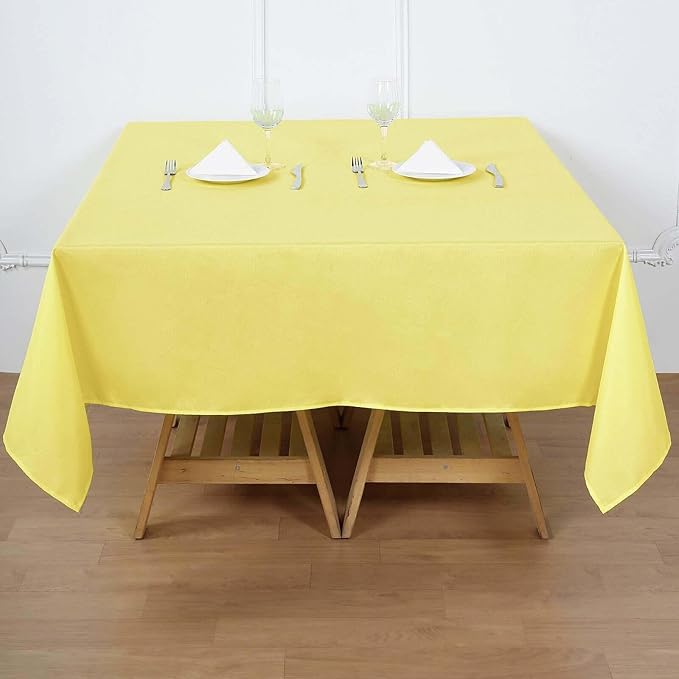Efavormart 70" Yellow Square Polyester Tablecloth for Dining Table, Wedding, Party, Event, Banquet, Restaurant Decoration