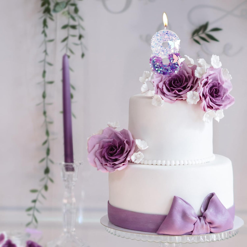 Birthday Candles, Number 11 Candle, Butterfly 11th Birthday Decorations for Women/Girl, Purple Happy Birthday Candle for Cake,Handmade Sequin Numeral Candle Wedding Cake Topper Anniversary Party Decor