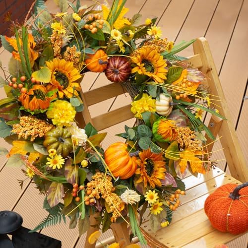 24 inch fall wreaths for front door outside, view 9