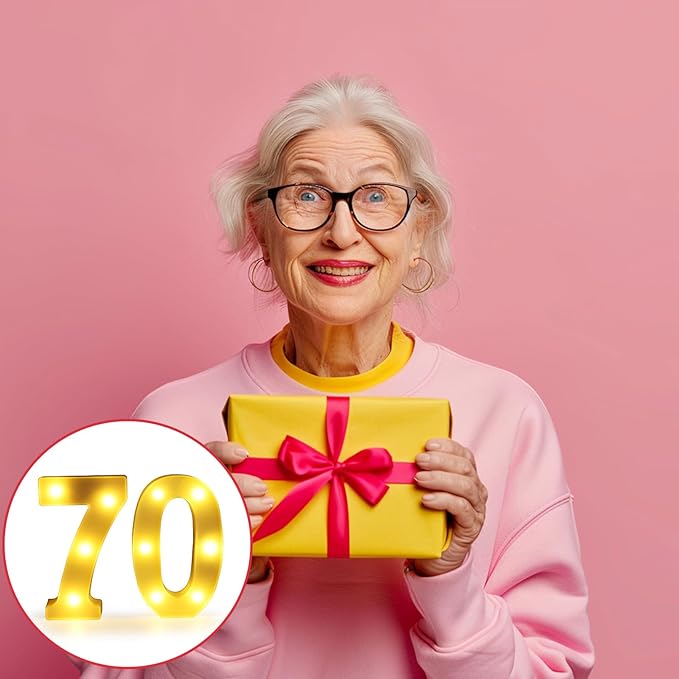 70th Birthday Decorations for Women Men,Happy 70 Birthday Decorations for Centerpieces Table,70 Light Up Numbers Sign Led for Party Backdrop Wall Decor for 70s Party Decoration