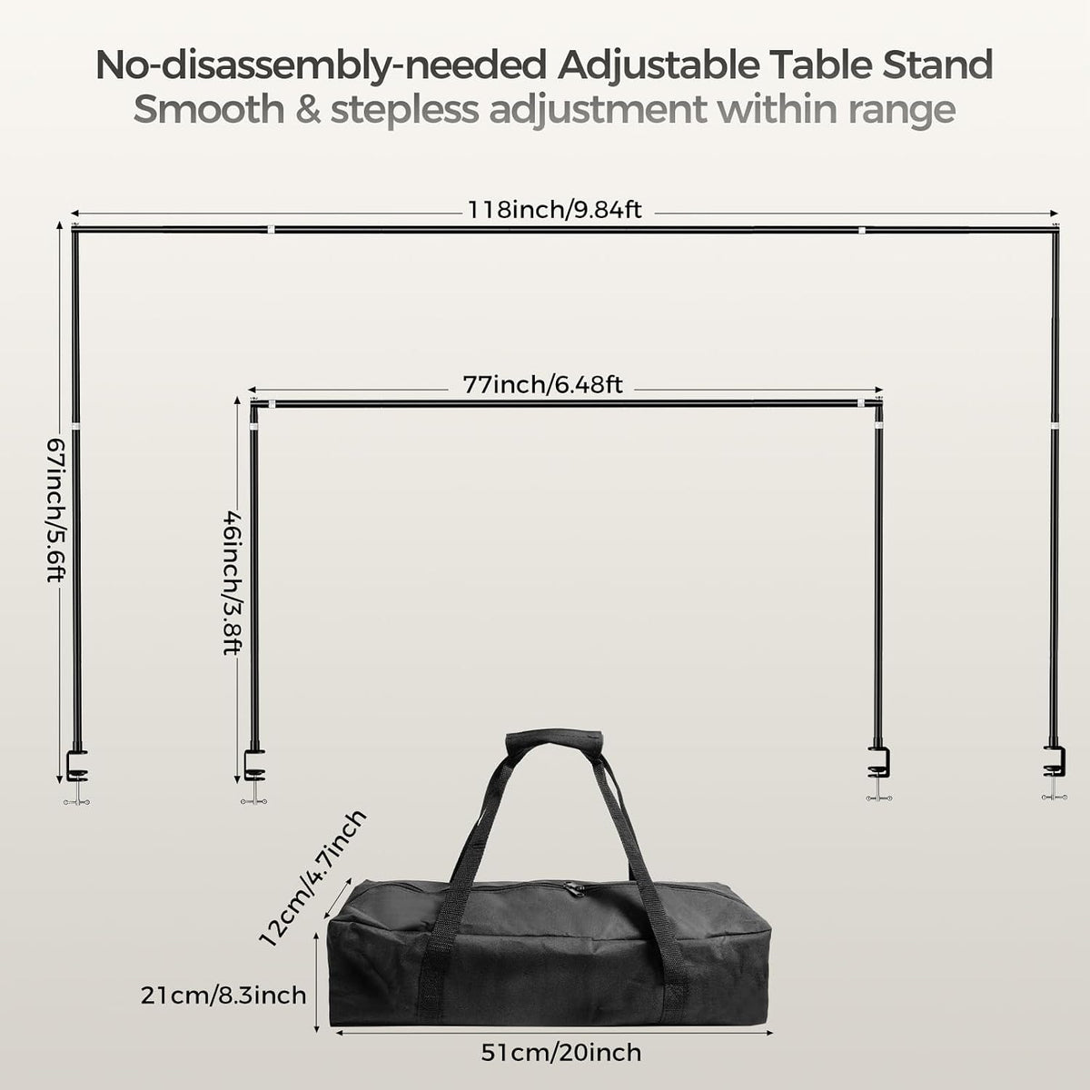 EMART Over Table Rod Stand,Adjustable Table Arch Stand with C-Clamps