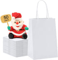 METRONIC Paper Gift Bags 5.25x3.75x8 50Pcs, White Paper Bags with Handles, Kraft Paper Bags for Small Business, Heavy Duty Bulk Paper Bags for Birthday Party Favors, Shopping, Retail, Merchandise