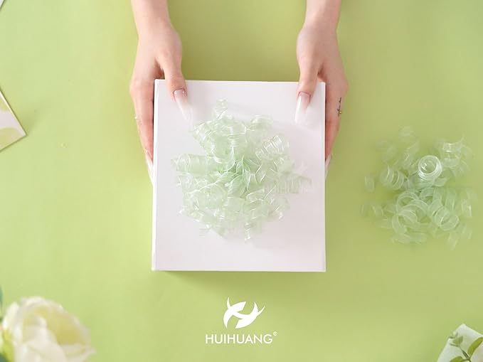 HUIHUANG Curly Bows for Gift Wrapping Sage Green Gift Bows 5 inch x 8 Counts Self-Adhesive Curly Ribbon Bow for Presents, Treat Bags, Baby Shower Favors, Wrapping Accessories, Party Decor