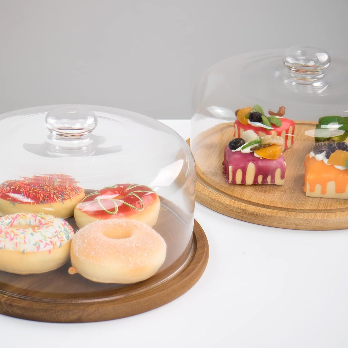 10.2''Glass Dessert Dome with Base, 11.8" Decorative Cake Tray