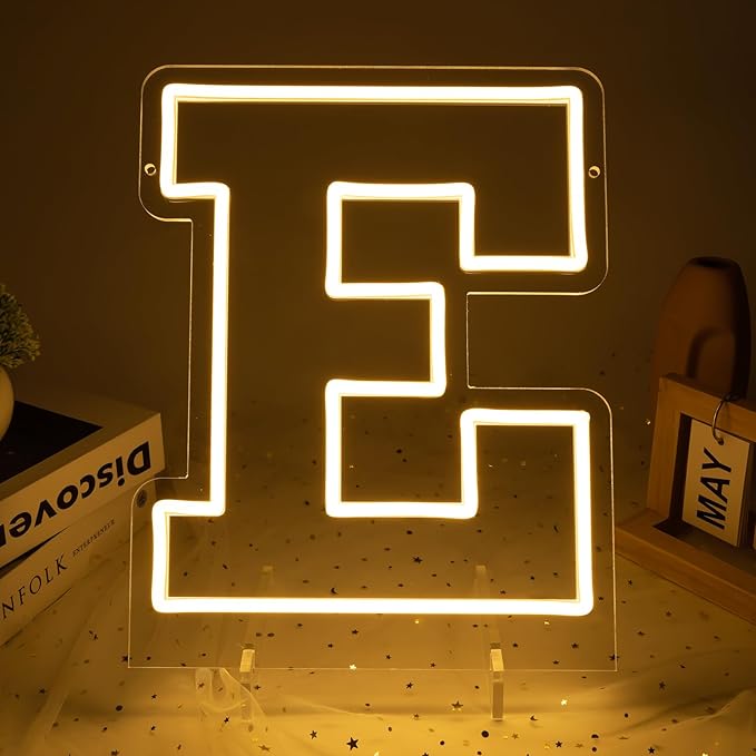 Light Up Letters E, Led Marquee Letter Lights Neon Sign, 13.9" Height Decorative Lighted Alphabet Number, Battery/USB Powered Led Letters Lights for Wedding, Birthday, Party, Christmas or Home Decor