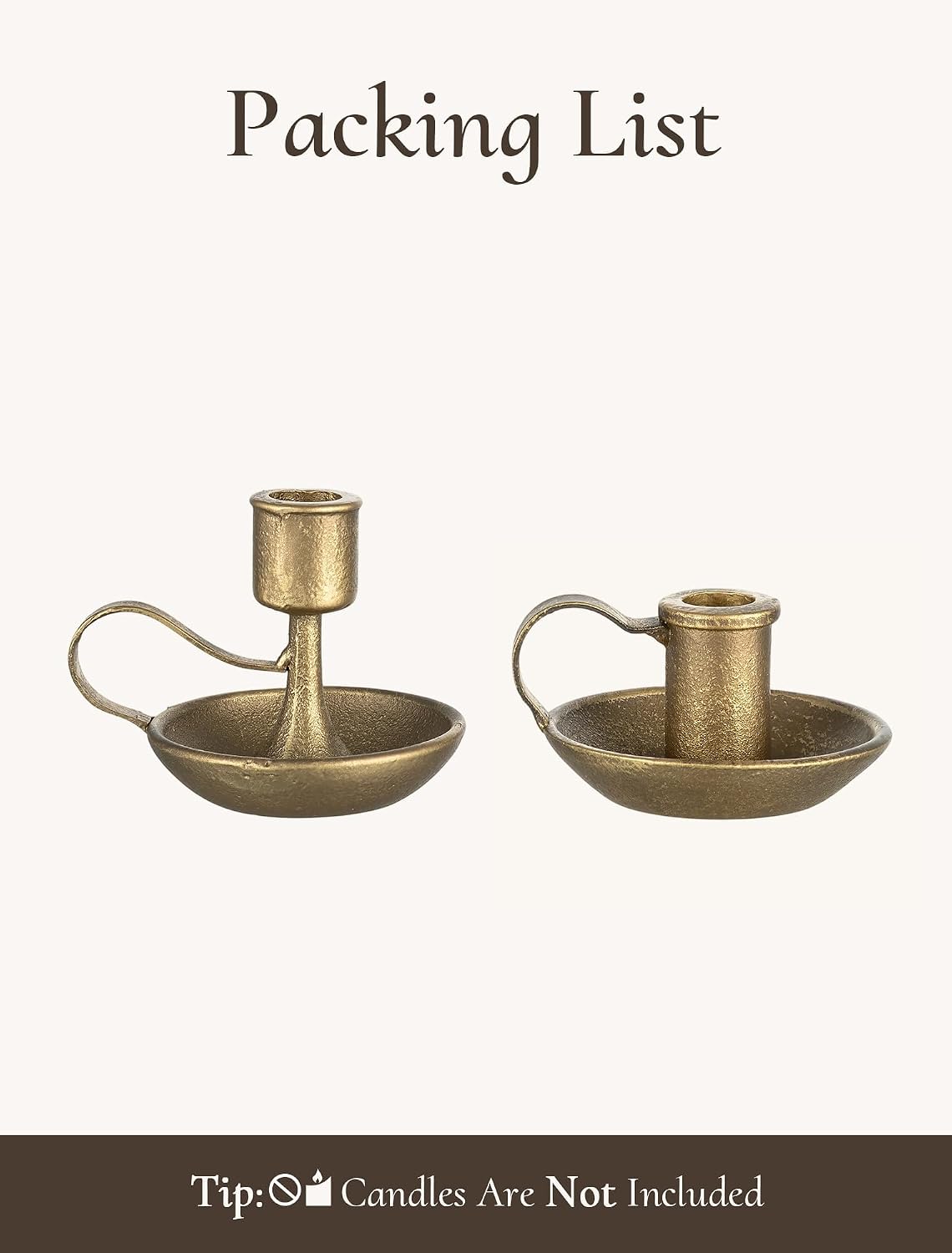 Vintage Brass Candlestick Holders: Cast Iron Taper Candle Holders