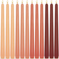 12-Pack Earth Tone Taper Candles, 10 Inch Unscented Dripless Candlesticks, Long-Lasting Burn Time of 7-8 Hours, Perfect for Fall Harvest Halloween Thanksgiving Dinners Parties and Home Décor