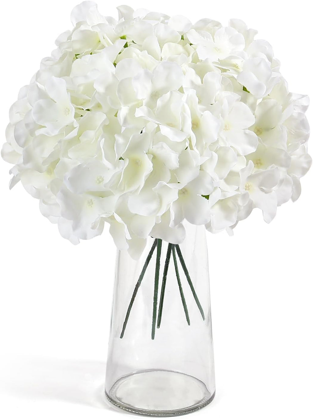auihiay 64pcs hydrangea artificial flowers bulk, silk white showing dimensions