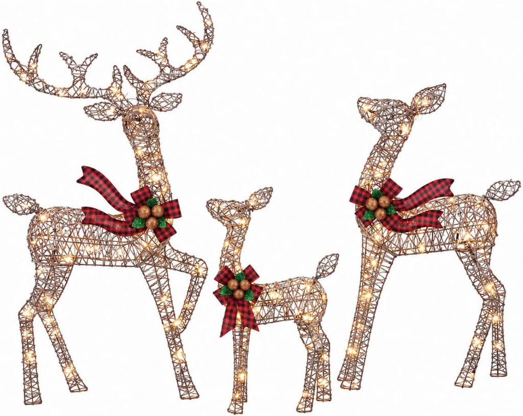 navine 4.85ft 3-piece large lighted christmas deer family, main product view