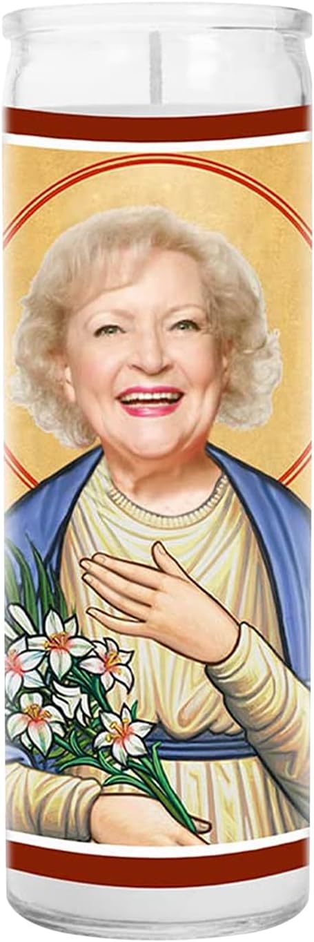 Betty Celebrity Glass Jar Candle – Handmade White Votive Candle – Unique Gift for Golden Girls Comedy Lovers – Rose Nylund Home Decor Collectible for Living Room & Office
