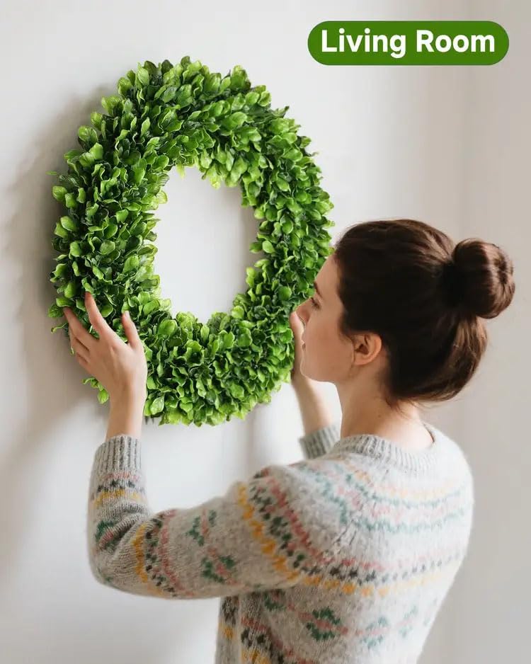 ddhs 23 inch large boxwood wreath for front showing dimensions