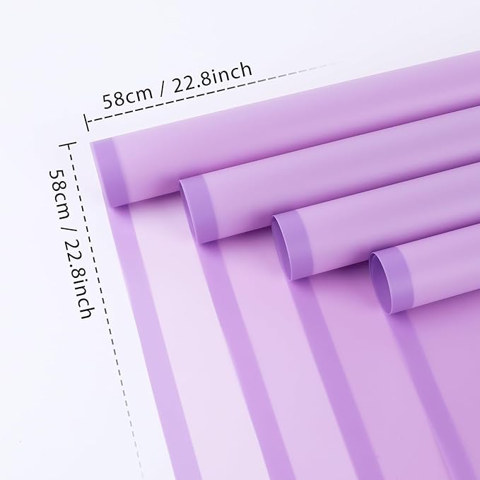 NESCCI 20 Sheet Flower Wrapping Paper - Waterproof Floral Bouquet Wrapping Paper, Florist Supplies Packaging Paper for Wedding Birthday Gift DIY (Translucent Lilac Purple)