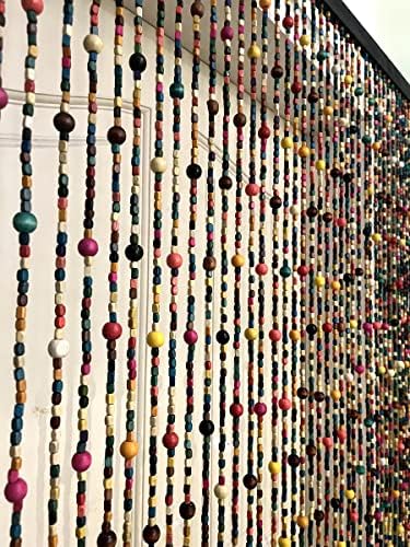 36" x 79" 41 strands rainbow colorful hippie, side view