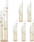 Gold Candelabra Wedding Centerpieces for Tables,Floor Candelabra Candlestick Holders 7 Arm Candle Holder Acrylic lampshade for Party Event candelabros para centros de mesa Fit 0.98" LED Candle