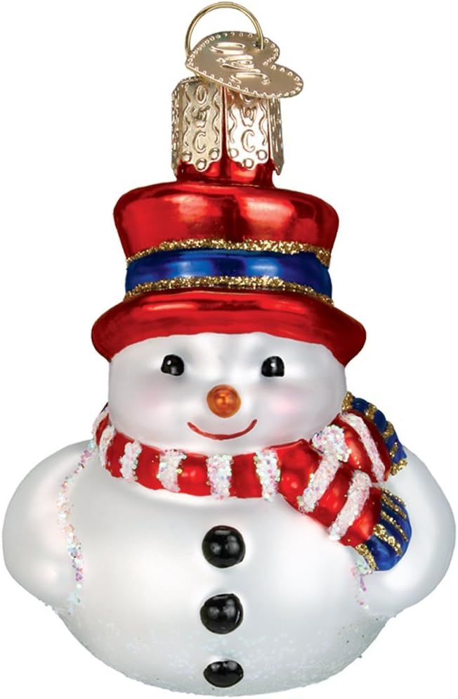 Old World Christmas Mini Snowman Set Glass Blown Ornament for Christmas Tree, Handcrafted Holiday Decoration, Set Collection