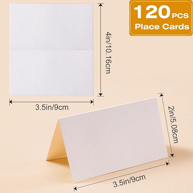 120 Pcs Premium Place Cards, 2x3.5in Small Tent Cards, Blank Fillable Banquet Seat Cards, Name Cards, Escort Cards, Table Cards, Wedding Place Cards for Wedding, Table, Dinner Parties