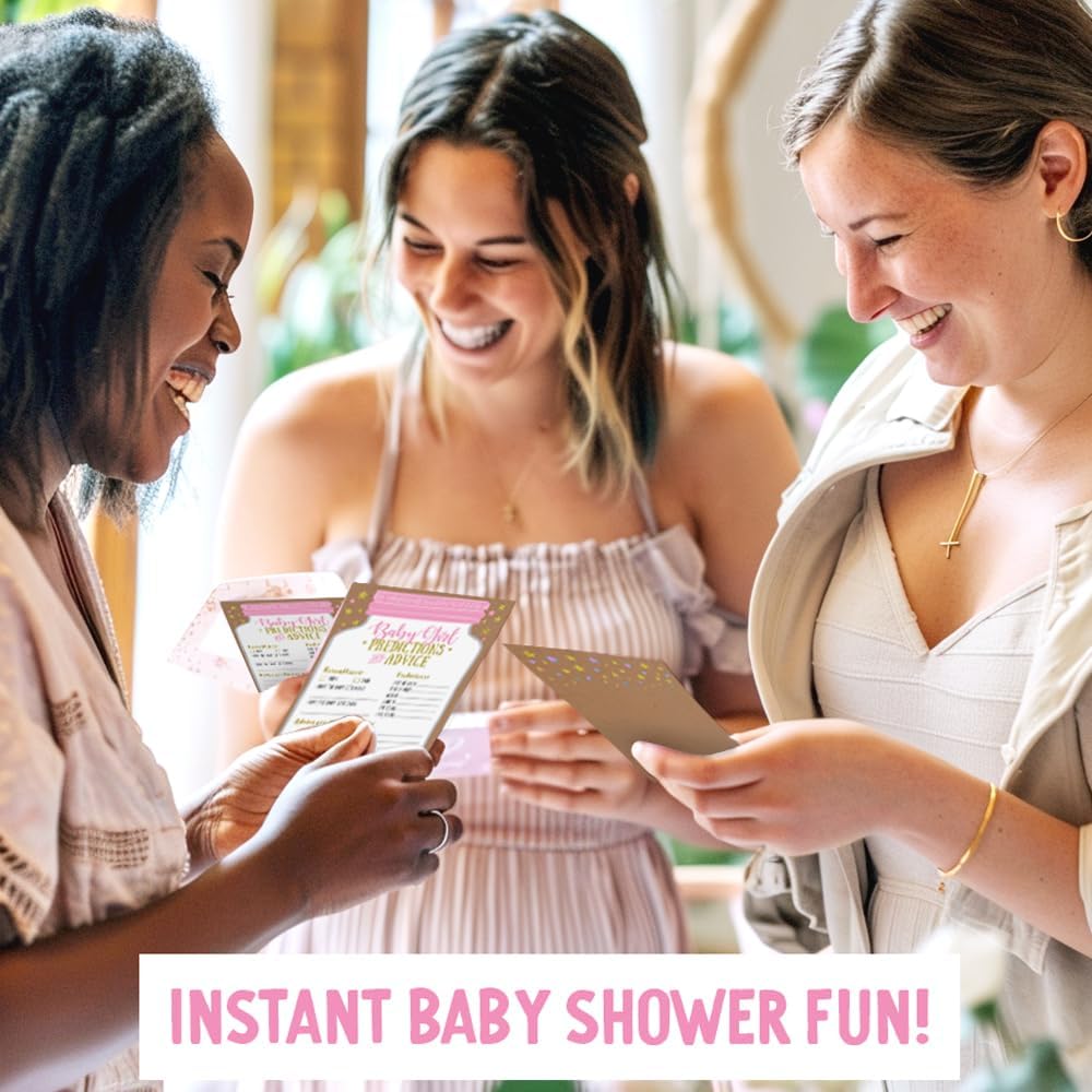Neatz Baby Shower Advice Cards, Baby Prediction Cards, Girl Baby Shower Decorations, Babyshower Games For Girls, Mason Jar Design (Set of 50)