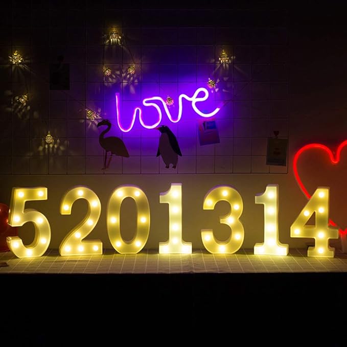 MUMUXI Marquee Light Up Letters | Large Light Up Numbers | Battery Powered and Bright with Every Letter of The Alphabet | for Wedding, Birthday, Party, Celebration, Christmas or Home Decoration (5)