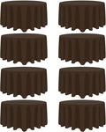 8 Pack Brown Round Tablecloth 90 Inch Stain and Wrinkle Resistant Round Brown Table Cloth Reusable and Washable Polyester Fabric for Buffet Wedding Party and Banquet