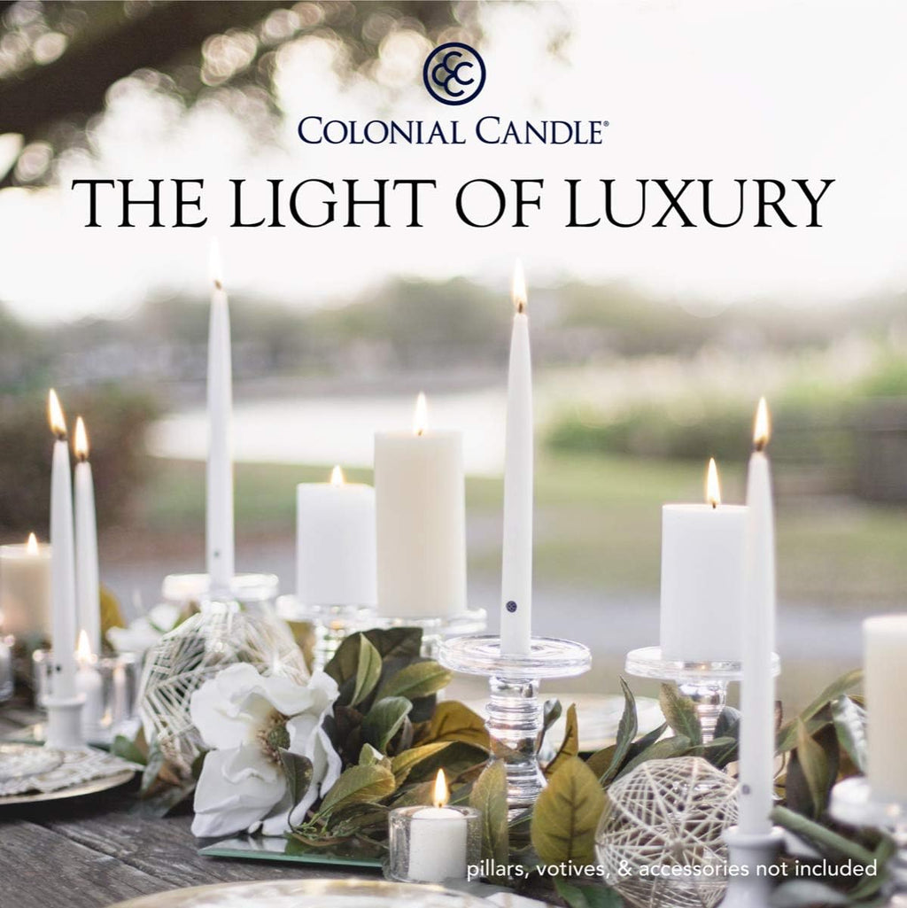 Colonial Candle Unscented Taper Candle, Handipt Collection, White, 12 In, Pack of 12 - Up to 10 Hours Burn