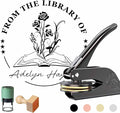 Book Embosser Personalized - Embosser Stamp Custom for Book, Cards, Paper, Napkins, Perfect for Book Lovers, Personal Library and Wedding, A Thoughtful Gift for Any Occasion - Flower 02