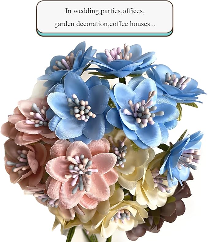 HAHIYO 700Pcs 2mm Light Blue Matte Double Head Flower Stamen Pistil for Flower Making Scrapbook Decoration - Handmade Artificial Flowers Pistil Matt-Like Floral Stamens Flowers Pollen Stamen