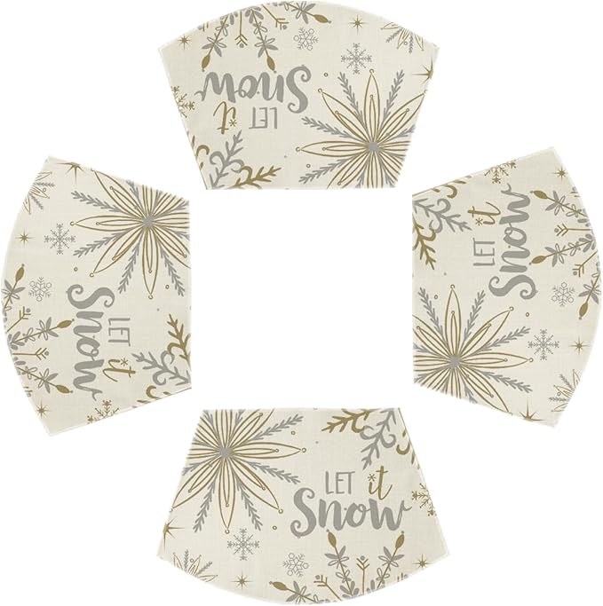 Artoid Mode Christmas Snowflakes Wedge Shape Placemats for Round Table Set of 4, Let it Snow Winter Winter Seasonal Kitchen Dining Table Decoration for Indoor Party Home