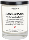 Cedar Crate Market Happy Birthday Candle – Women Birthday Gifts, Friendship & Best Friend Birthday Gifts for Women – Eco-Friendly Soy Wax, Premium Gift Box, Hand Poured USA, 13.5oz, Lavender Citrus