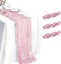 3 Pack Light Pink Cheesecloth Table Runner 21 x 120 Inch Boho Gauze Sheer Table Runner 10FT Long for Wedding Baby Shower Bridal Shower Easter Holiday Birthday Home Decor