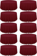 10 Pack Burgundy Round Tablecloths - 90 Inch, Polyester Table Cover, Stain and Wrinkle Resistant Washable Fabrics, Perfect for Wedding Banquet Parties